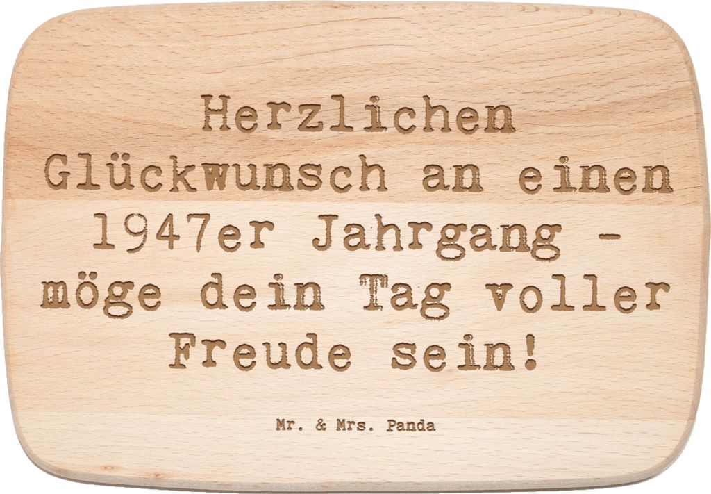 Mr. & Mrs. Panda Holz Servierbrett Spruch 1947 Geburtstag - Transparent - Geschenk, Frühstücksbrettchen, Schneidebrett, Holzbrett, Wertschätzung...