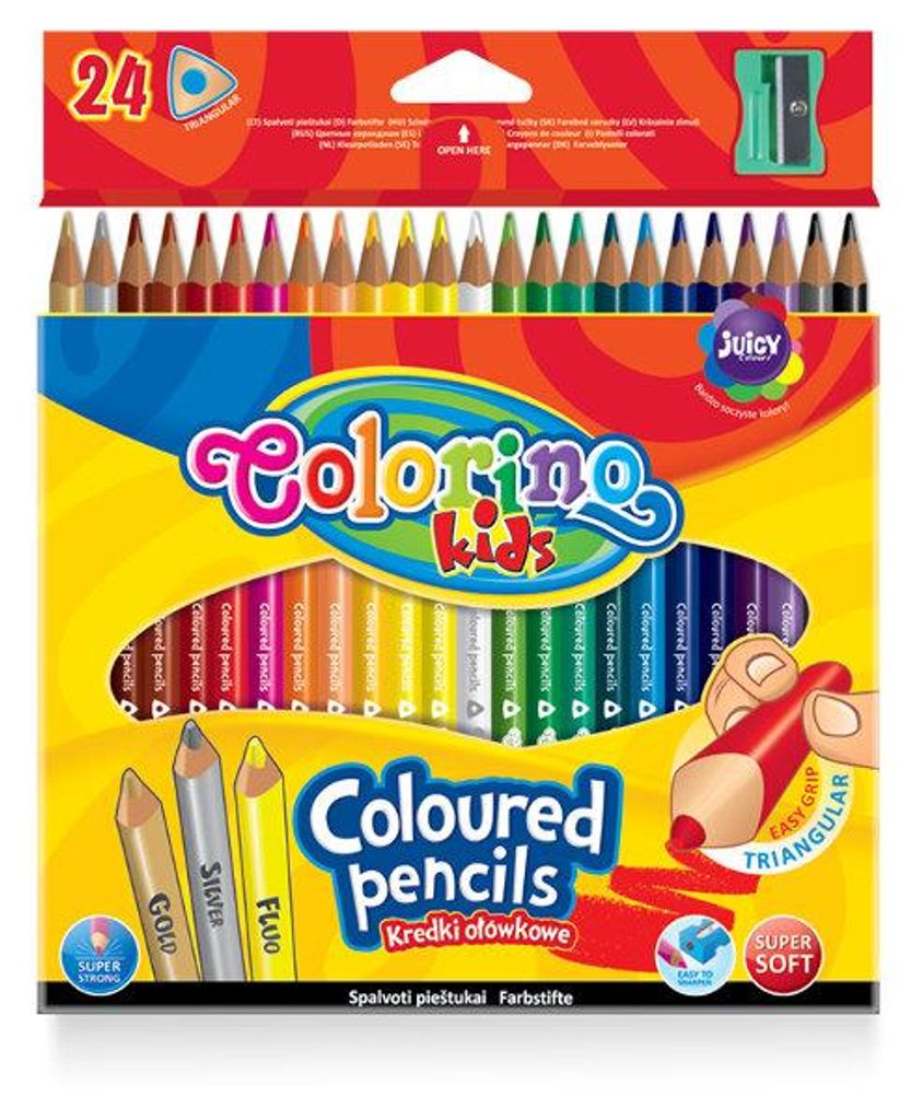 Trojhranné ceruzky Colorino 24 farieb + orezávátko Obrázok produktu 