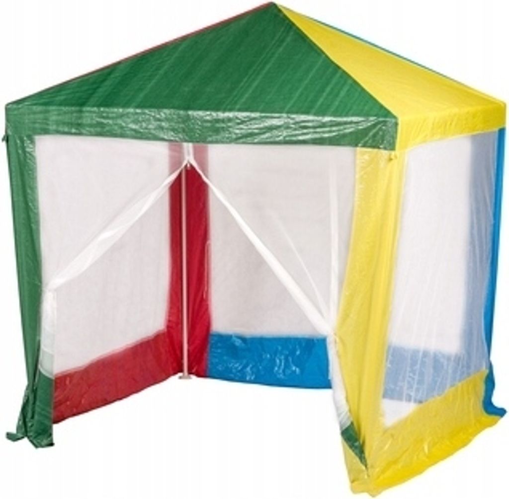 A colorful children's play tent.