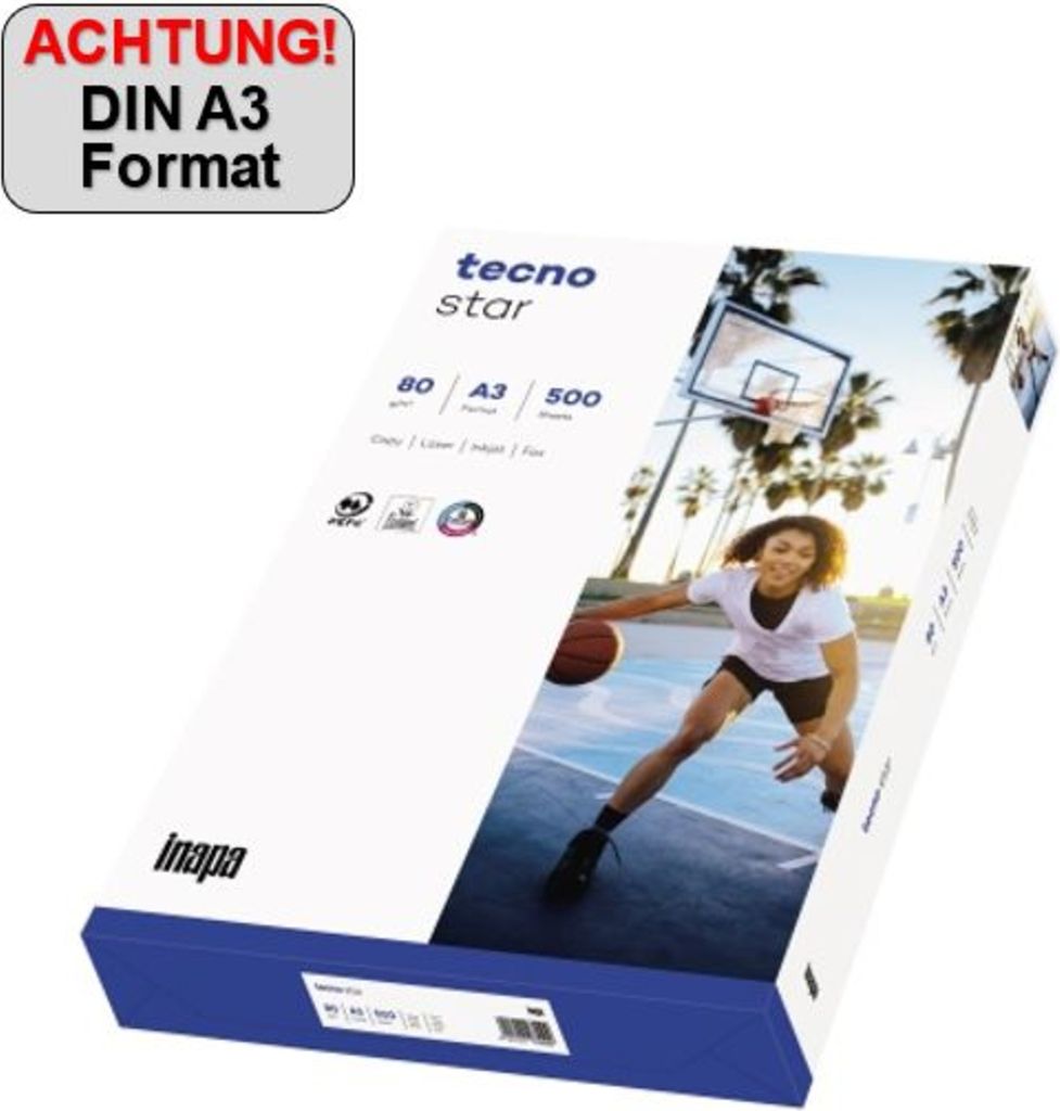 inapa tecno Kopierpapier Star 2100011528 A3 500 Bl./Pack.
