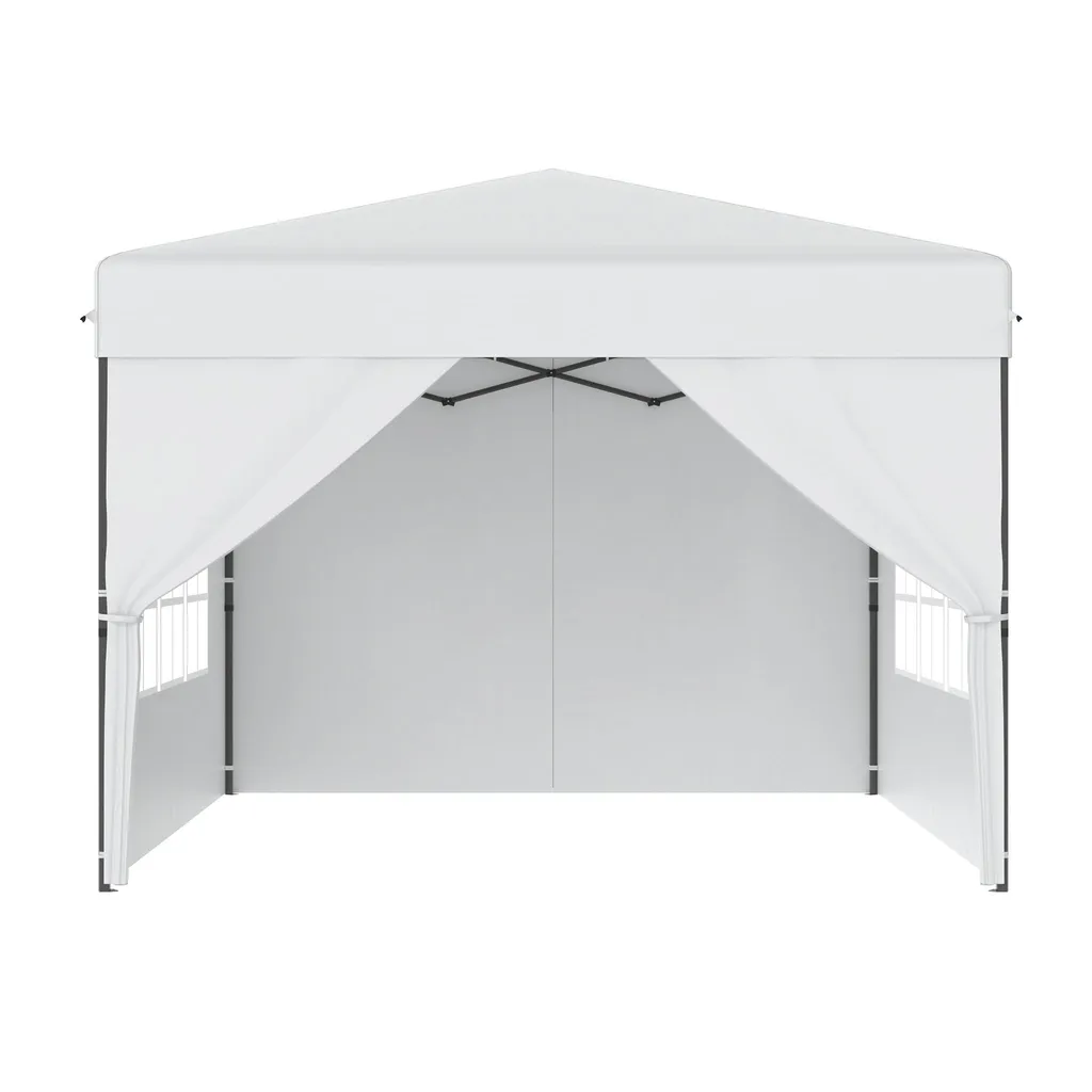 Tonnelle de Jardin 2,5x2,5 m Blanche Pavillon de Réception Montage Rapide