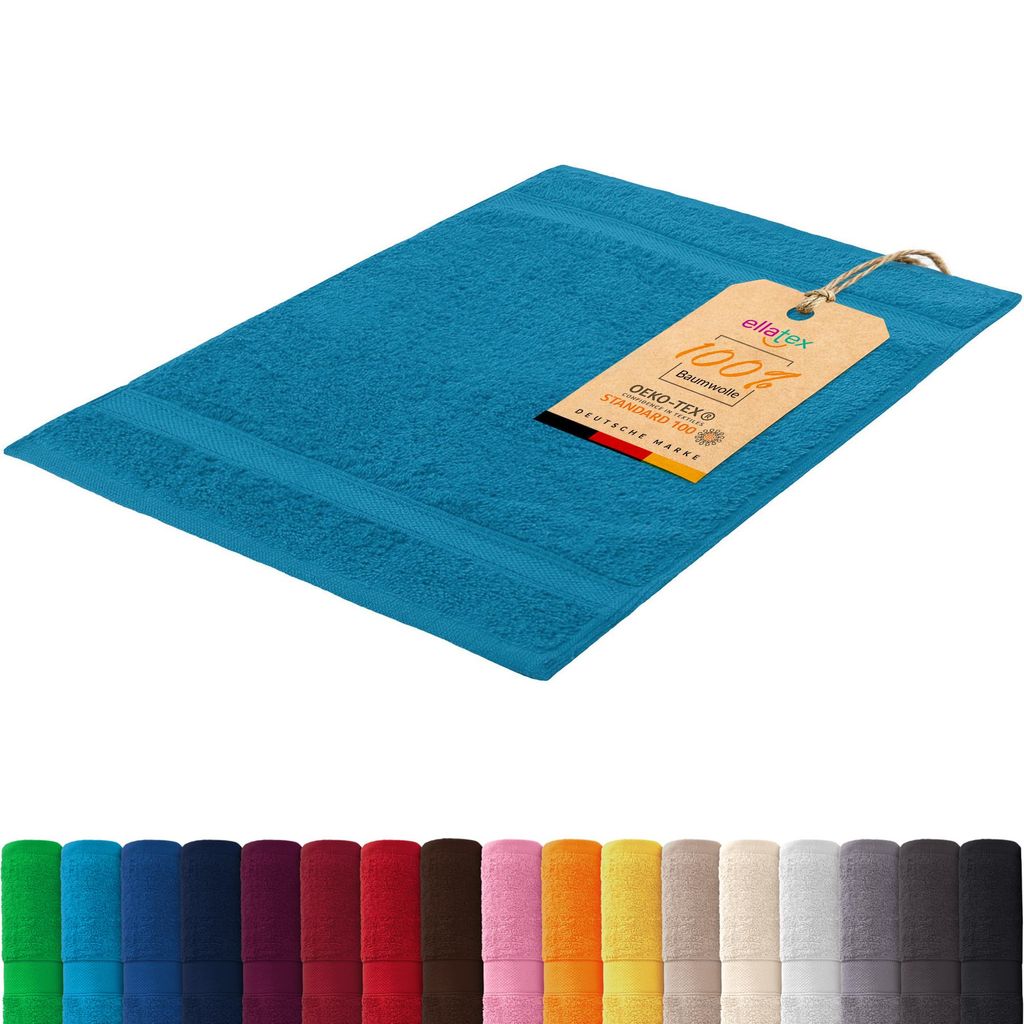 EllaTex PARIS Gästetuch 30x50 cm – 100% Baumwolle, 500 g/m² Frottier, flauschig & saugstark, in Farbe: Aquamarin