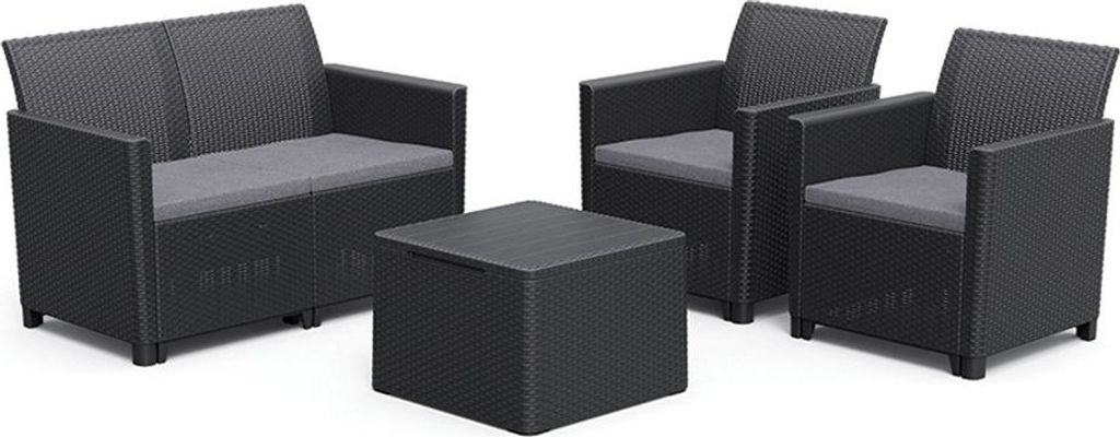 Curver Claire 4-Sitzer Gartenmöbelset mit Kissen Tisch graphit