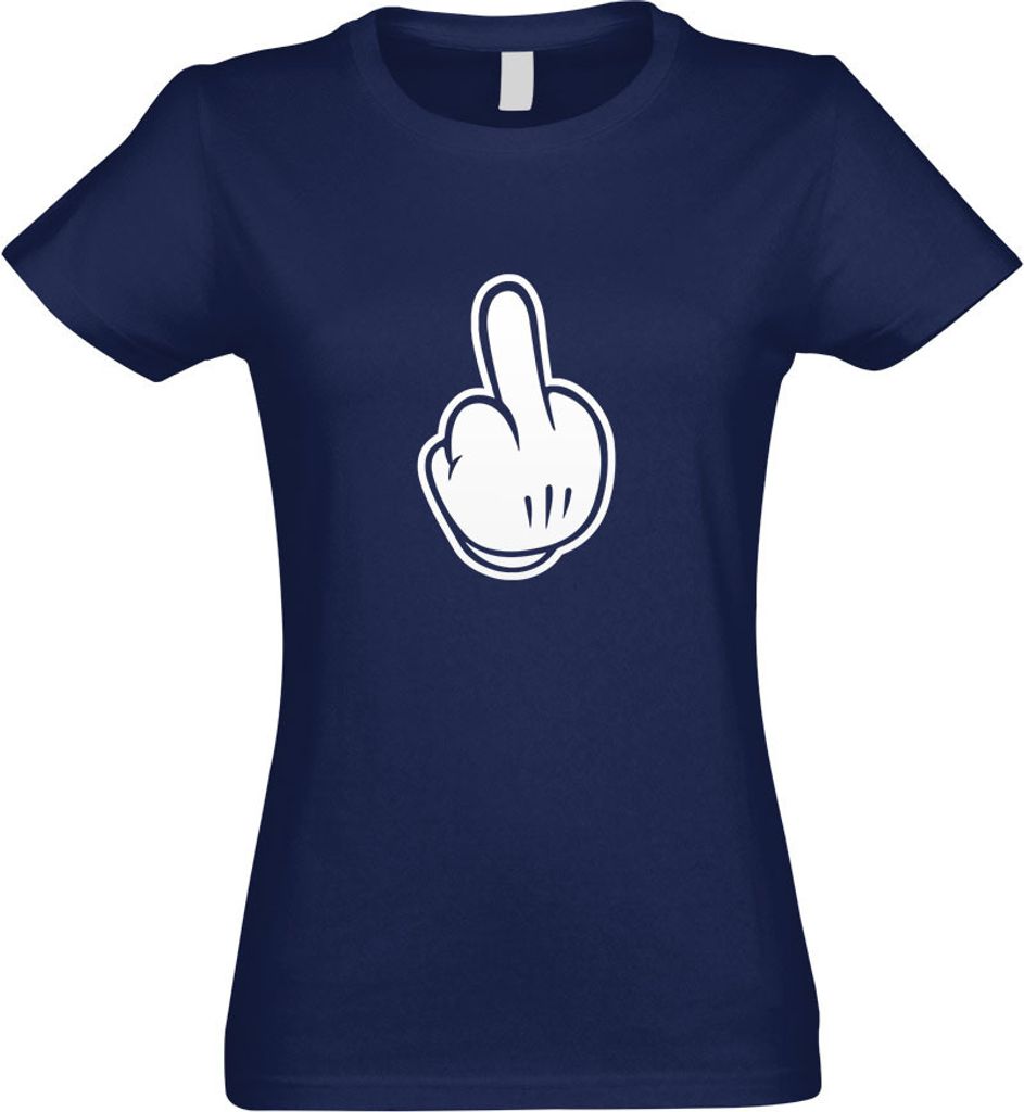 Kiwistar - T-Shirt tailliert - Damen - Navy - Mittelfinger - Fuck Fick Dich! - mit Motiv Bedruckt - Funshirt Design - Sport - Freizeit - Damen - M