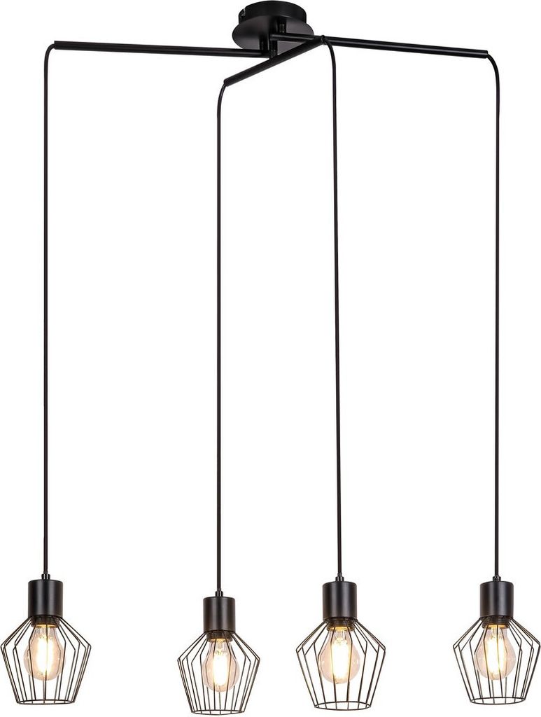 Rabalux 3540 Pendelleuchte 4 Spots Belano, E27, schwarz, rund, Industriell, ø130mm