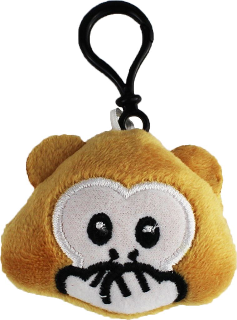 Emoji Schlüsselanhänger AFFE MUND ZU Smiley aus Plüsch hochwertiger Emoticon Anhänger mit Schlaufe und Karabiner-Haken