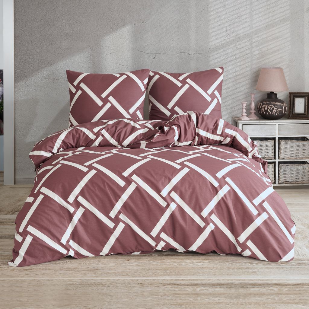 Bettwäsche Bettgarnitur Bettbezug Bedruckt Baumwolle 135x200 155x220 200x200, Größe:155 x 220 cm, Design Bettwäsche:Helga