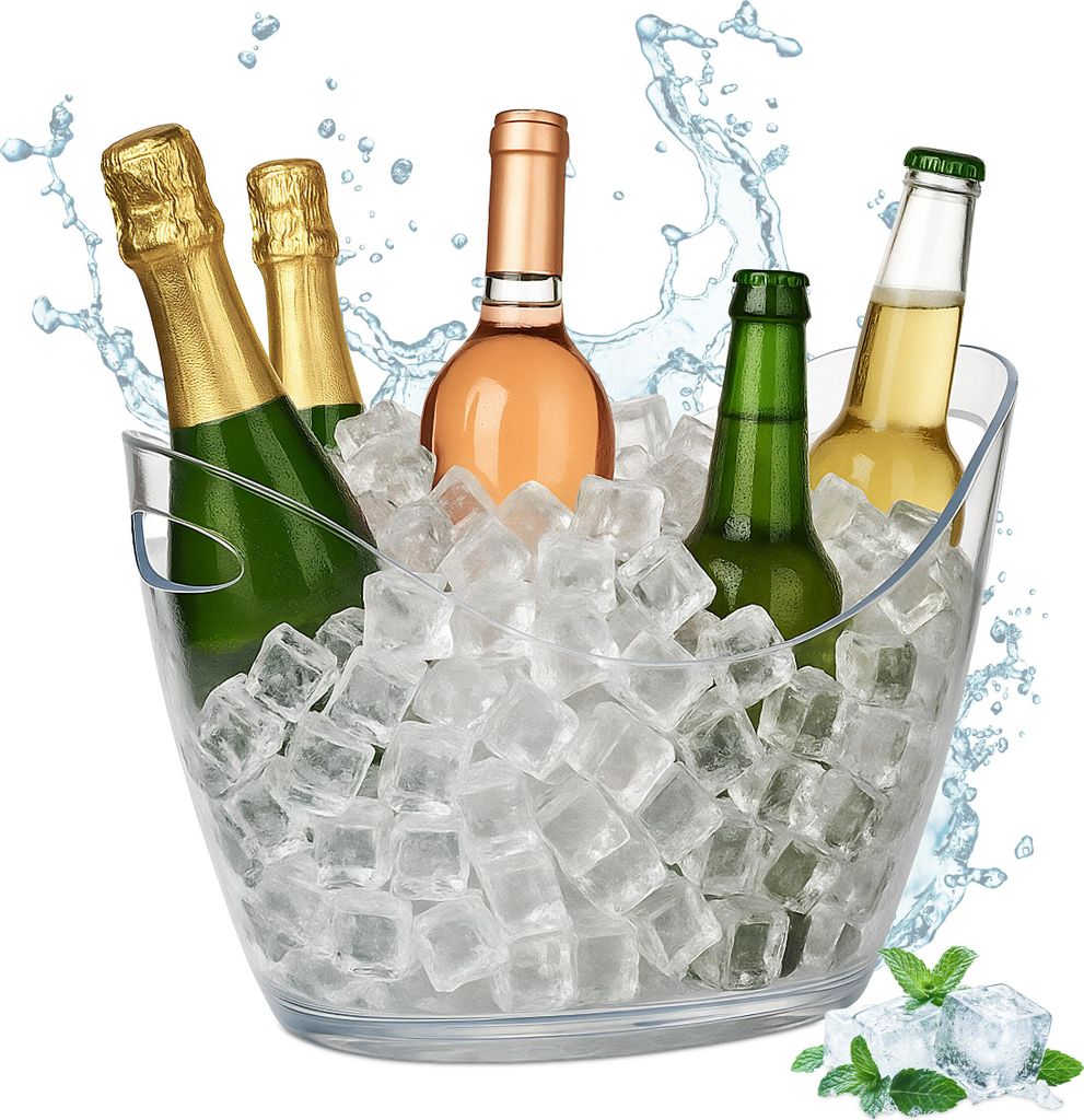 Relaxdays Getränkekühler, 6l Partywanne, Sekt, Bier, Wein Produktbild 