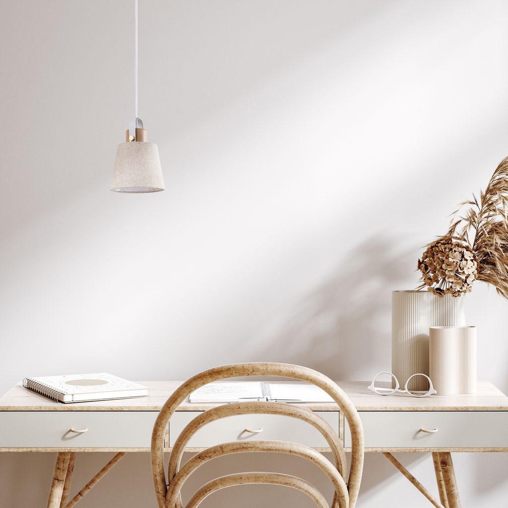 Hängelampe Pendelleuchte Esstisch Wohnzimmerlampe Deko Lampenschirm Stoff E27