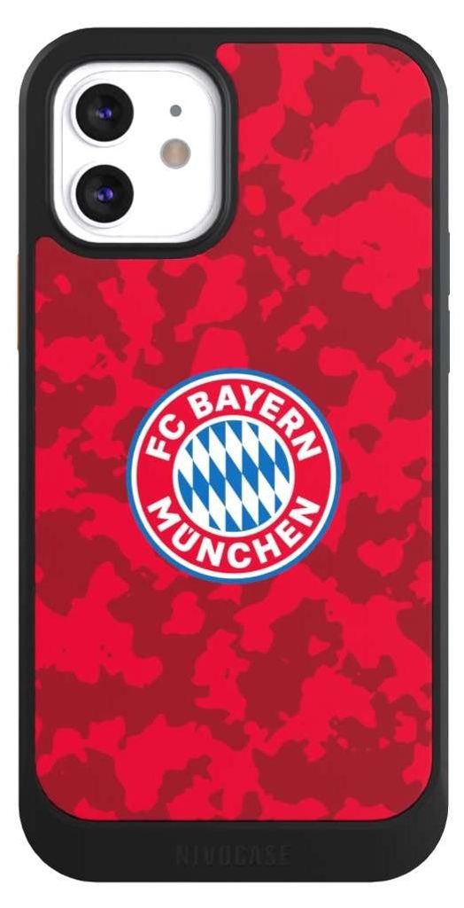 NIVOCASE Hülle für Apple iPhone 12 Handyhülle NIVOcore Case Schwarz FC Bayern München Camouflage FCB