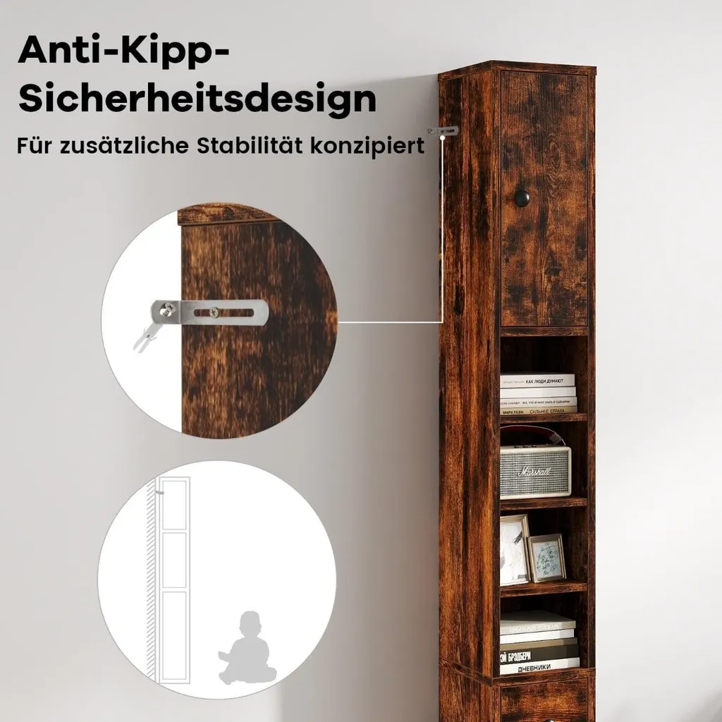 Mobiletto Bagno Alto Stretto Salvaspazio - Ripiani per Tutta la Famiglia - 4