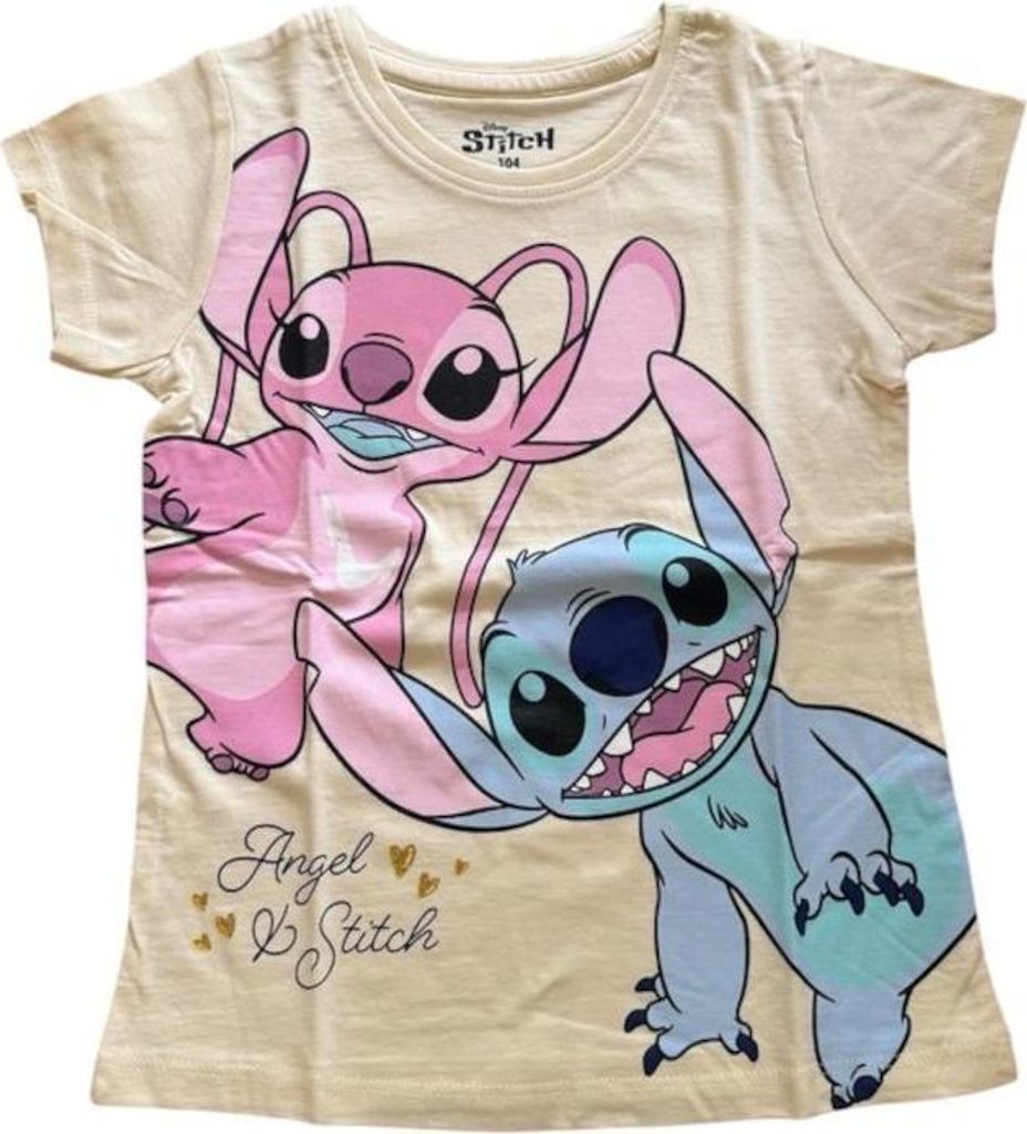 Stitch-Kurzarm-Shirt für Mädchen | Rosa oder Gelb | gelb,116