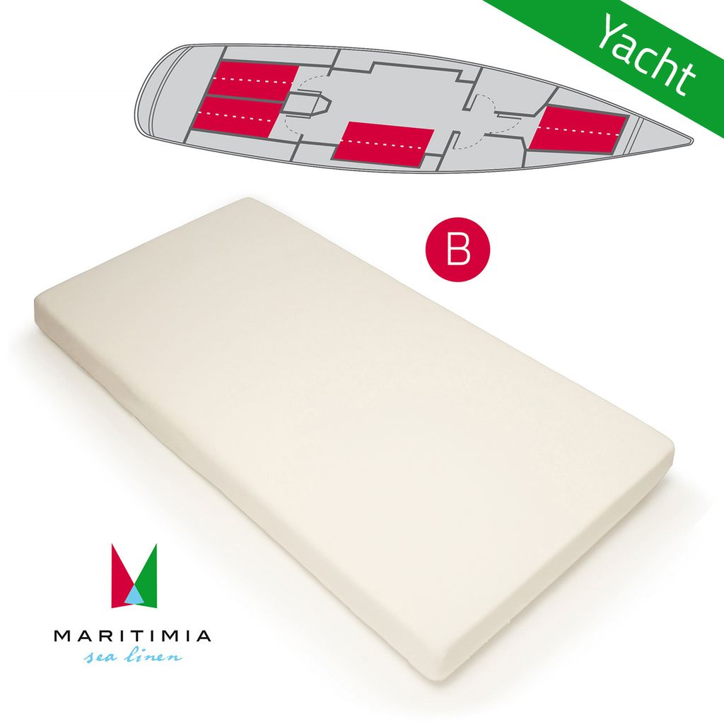 Yacht Spannbettlaken Typ B Wollweiss für Yachten und Boote, rechteckig Doppelkoje breit
