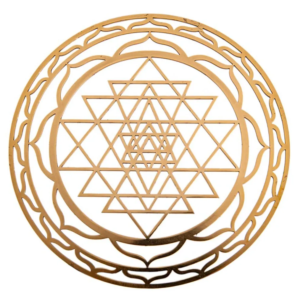Décoration Murale Shri Yantra en Laiton 15cm - Objet Zen et Spirituel
