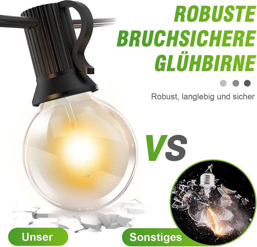 LED Lichterkette Außen-6.1M Lichterkette Strom mit 12 Produktbild 3