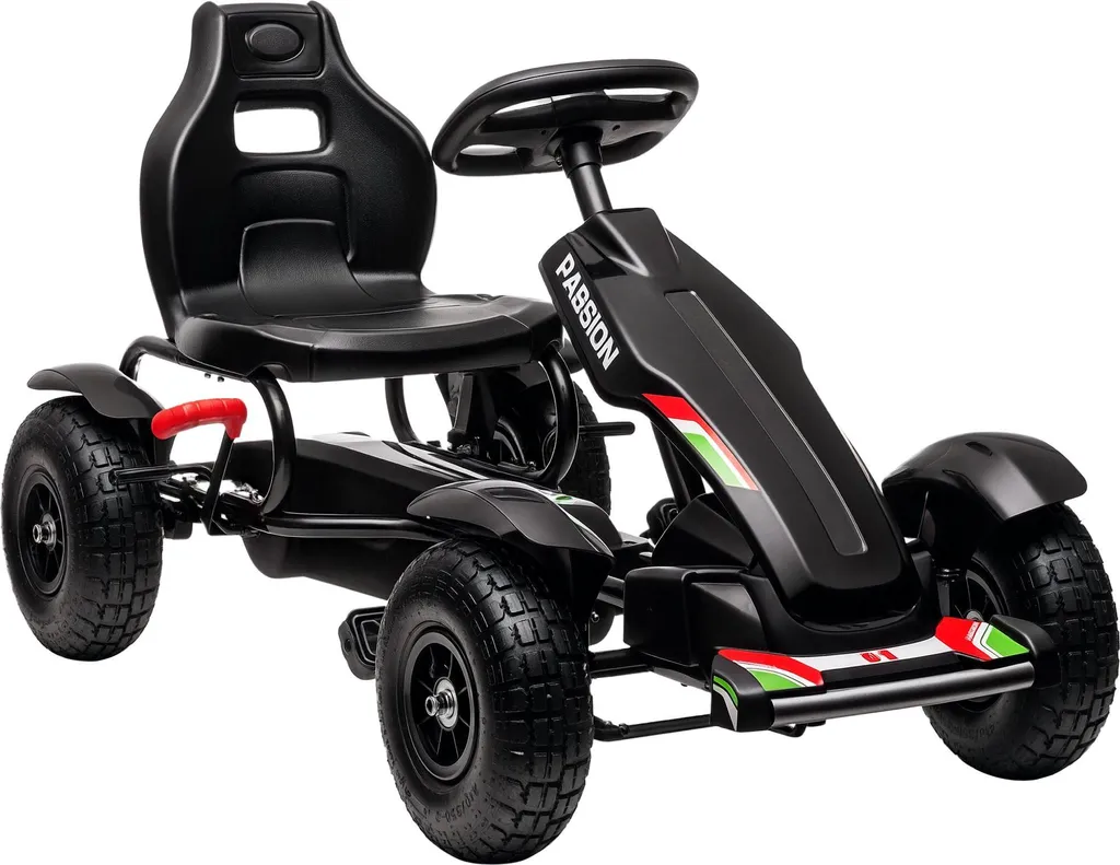 Grand kart à pédales pour jouer dehors enfant 5 à 12 ans noir 121 cm long