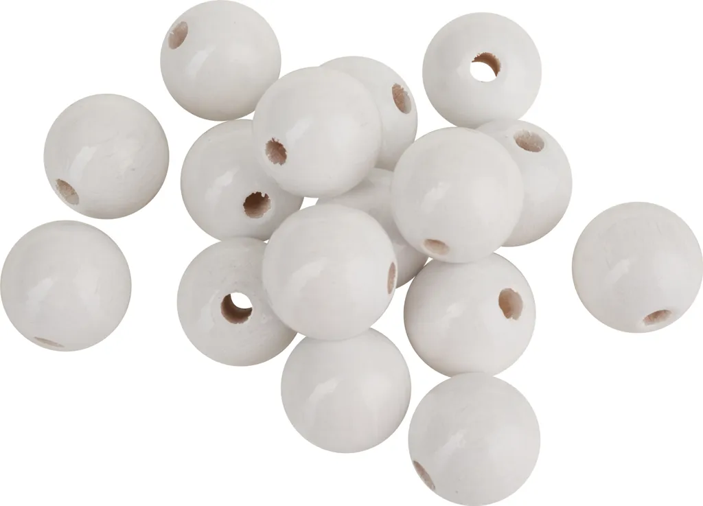 Knorr Prandell 216011500 Perles en bois Ø 15 mm blanc pour loisirs créatifs