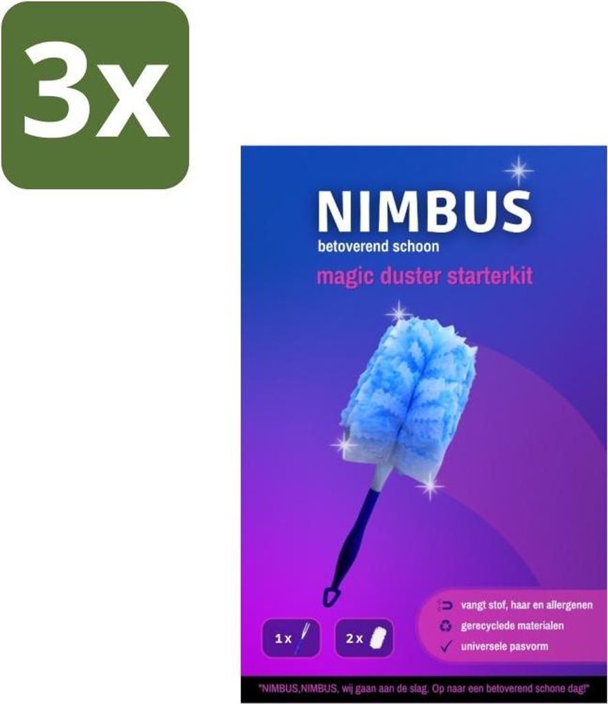 NIMBUS Zauberstaubwedel-Griff + 2 Nachfüllpackungen (1 Set) - Vorteilspack - 3 Stücke
