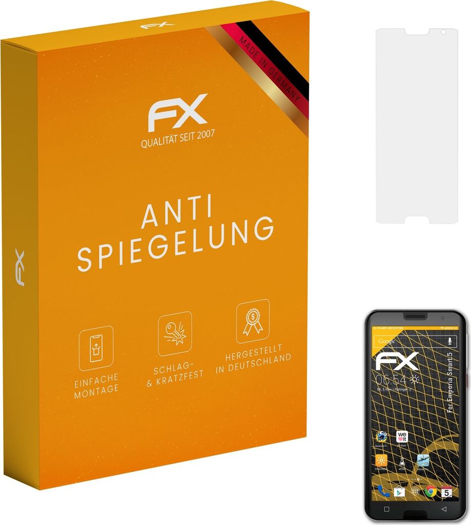 atFoliX FX-Antireflex 3x Schutzfolie kompatibel mit Emporia Smart.5 Displayfolie