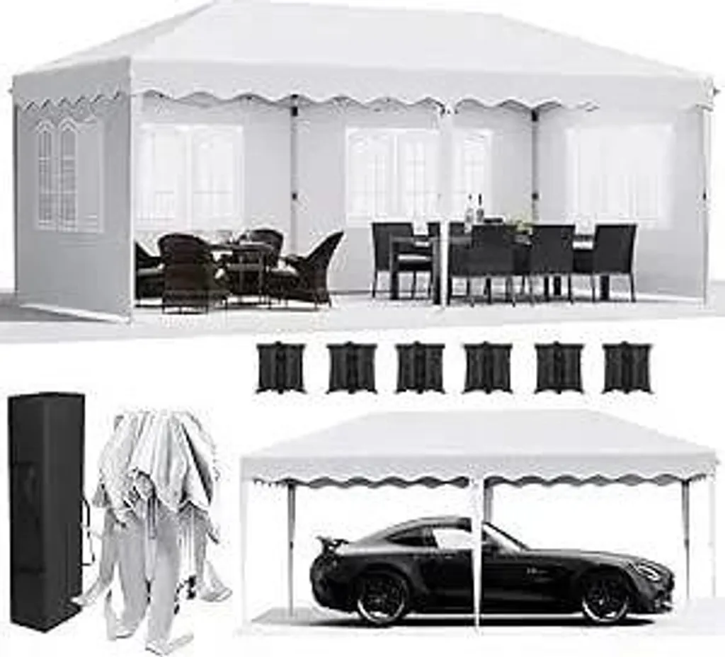 Tonnelle de jardin 3x6m imperméable montage rapide cadre alu et 4 parois