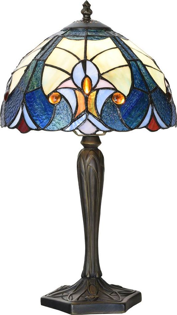 Clayre & Eef Tiffany Tischlampe Ø 25x40 cm Blau Glas