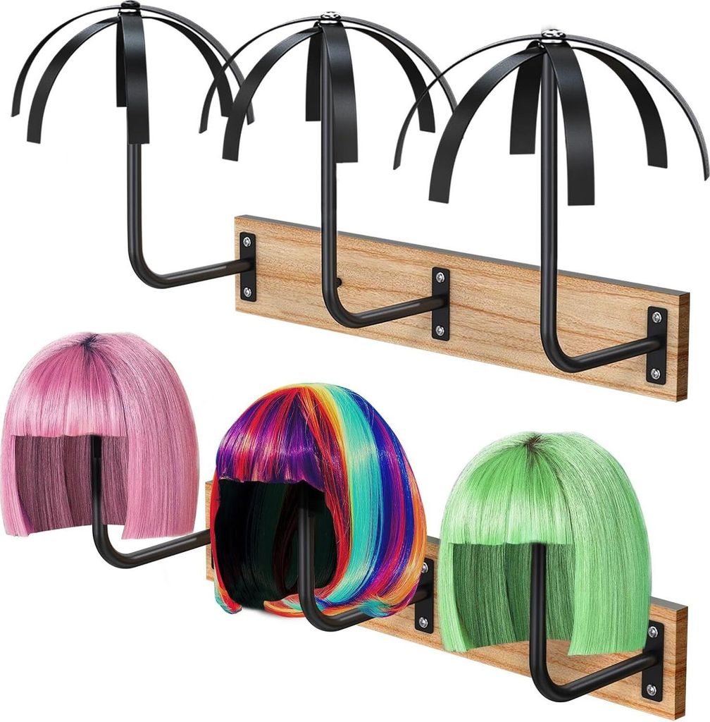 Perückenständer Wandmontage für mehrere Perücken | 2 Stück | Langlebiger Perückenhalter | Perückenaufhänger