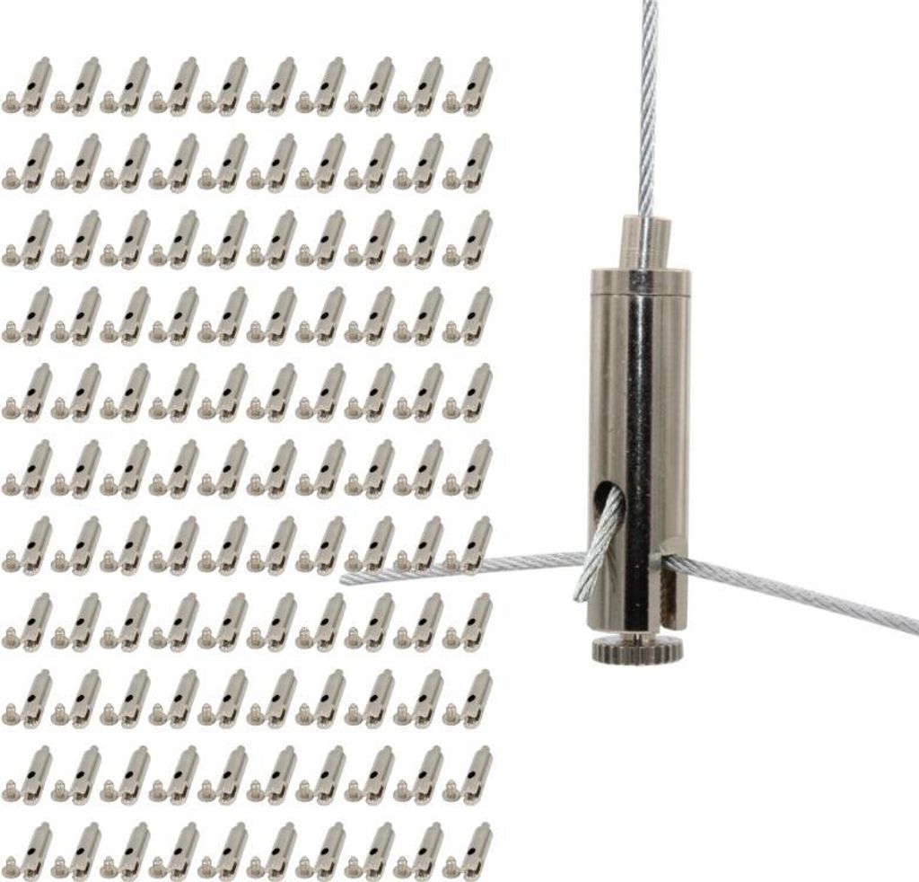100x Drahtseilhalter / Gripper 20, Y-Halter mit Schlitz, für Drahtseil Ø 1,5 mm - 2,0 mm | vernickelt