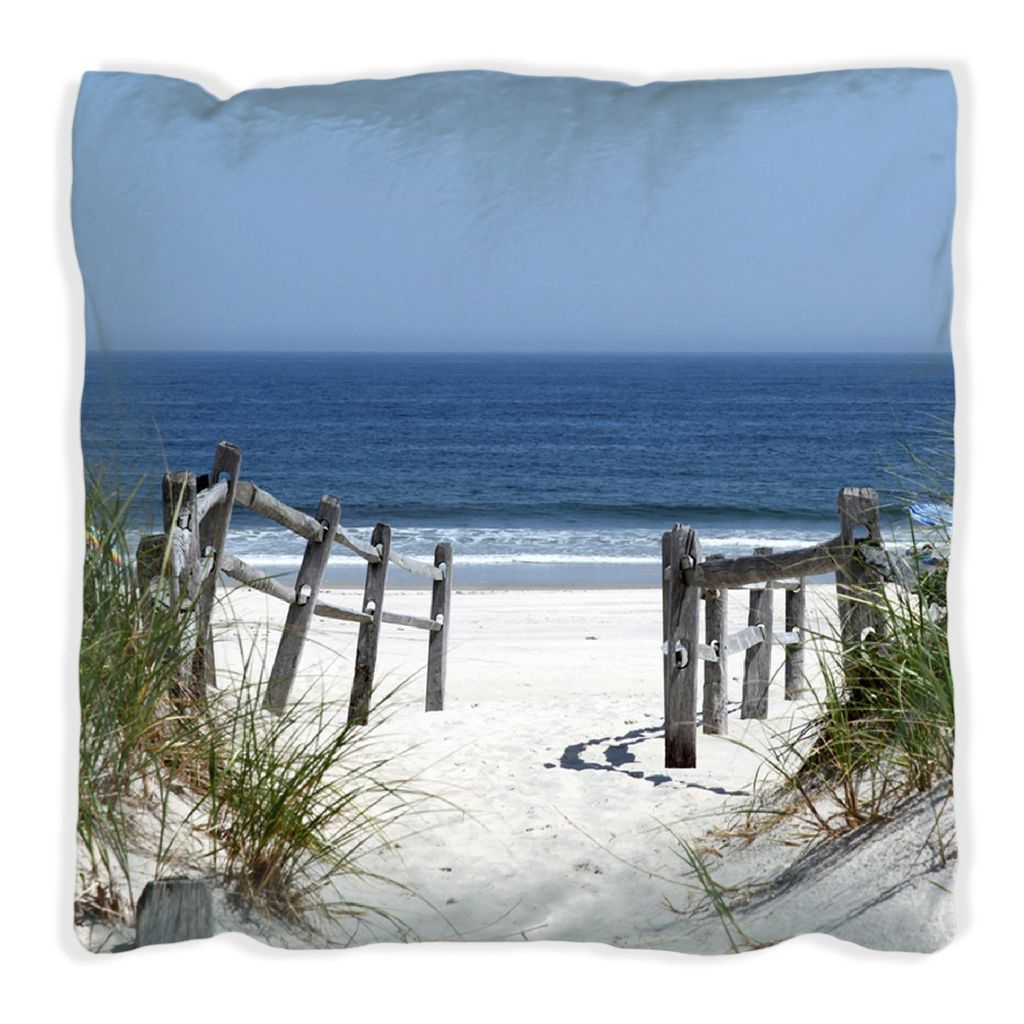 Wallario Premium Kissen, weiche Oberfläche, mit Motiv Blick auf Strand, Größe: 40 x 40 cm, mit weißer Rückseite