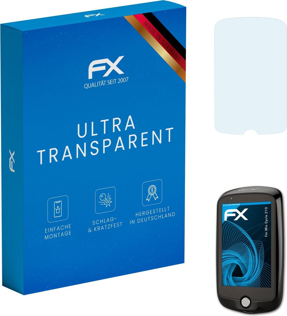 atFoliX FX-Clear 3x Schutzfolie kompatibel mit Mio Cyclo 210 Displayschutzfolie