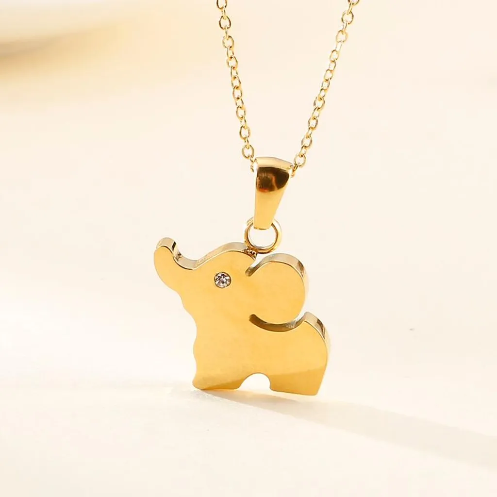 Set composto da collana e orecchini in oro con motivo elefante in acciaio - 7