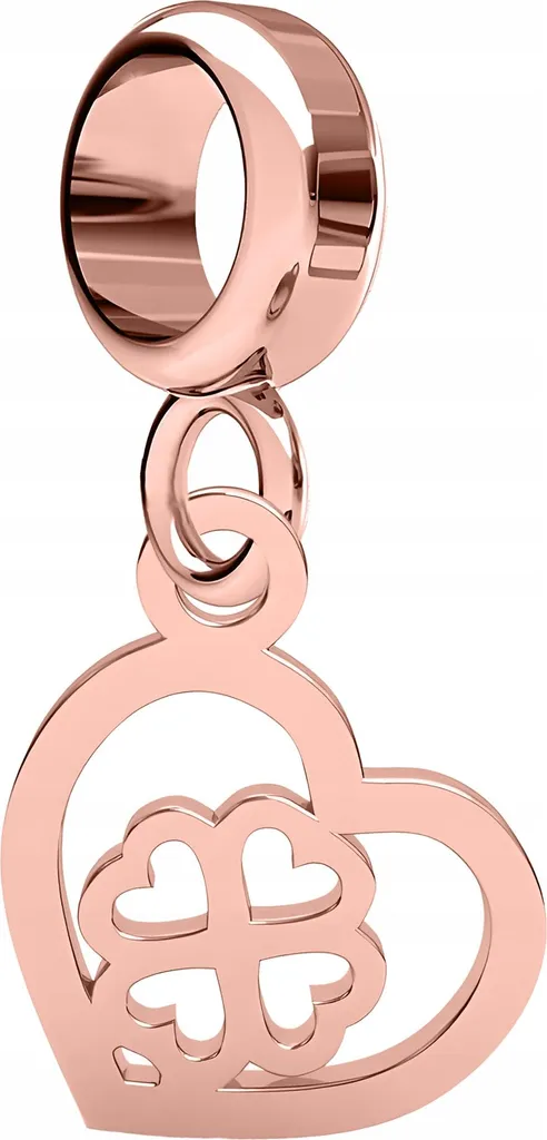 Regalo Portafortuna: Charm Cuore Quadrifoglio Argento 925 e Oro