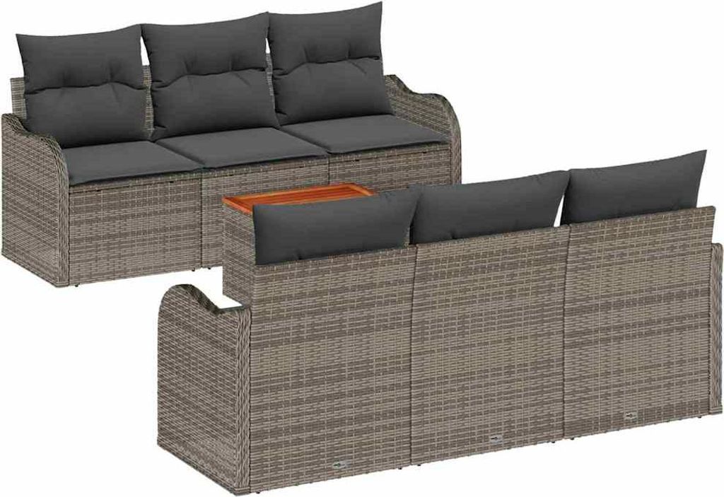 vidaXL Gartensofa-set mit Speicher 7 pcs Grau Poly-Rattan