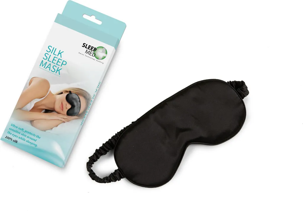 Bandeau Sommeil Doux en Soie & Coton Noir avec Élastique Ajustable Pro