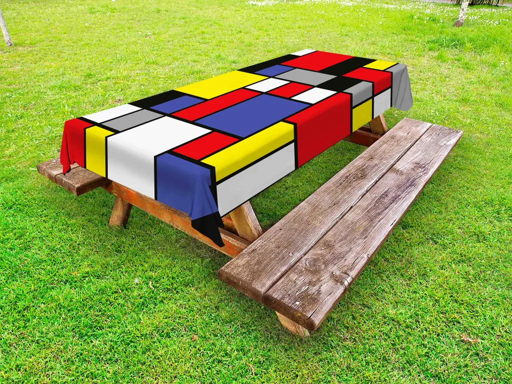 Tovaglia Mondrian ABAKUHAUS 145x305: Stile Pop e Resistenza Outdoor