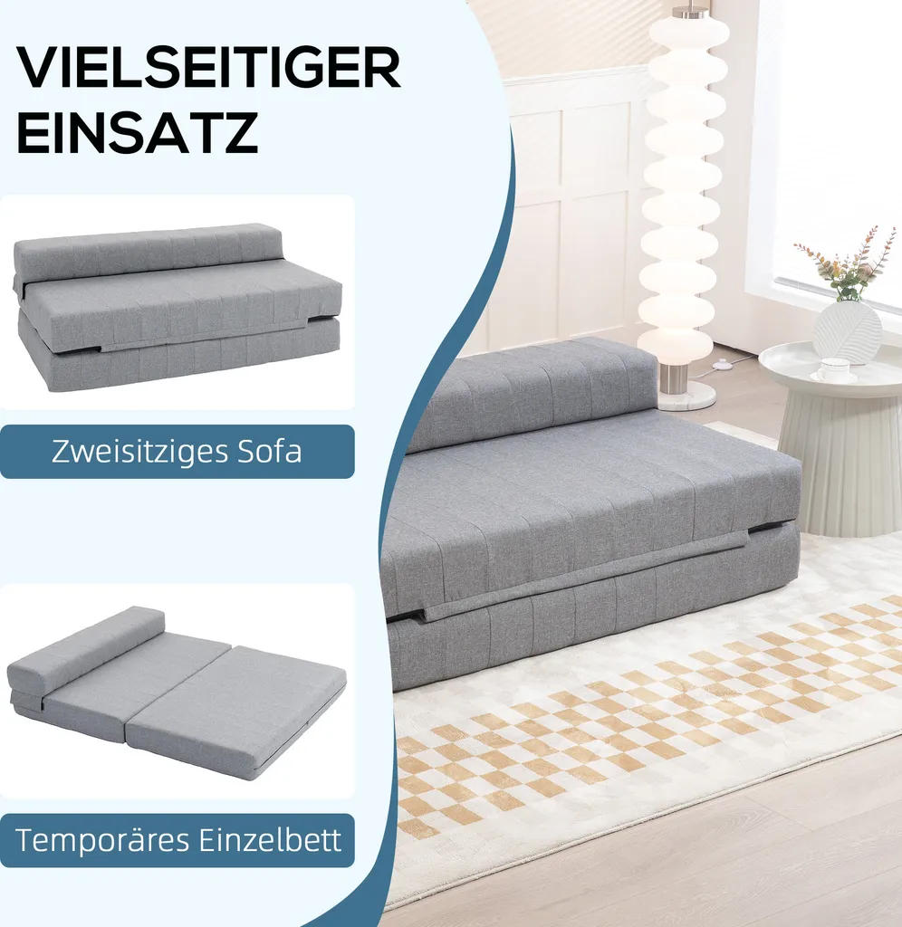 Canapé-lit de sol convertible - Solution gain de place pliable 2 places