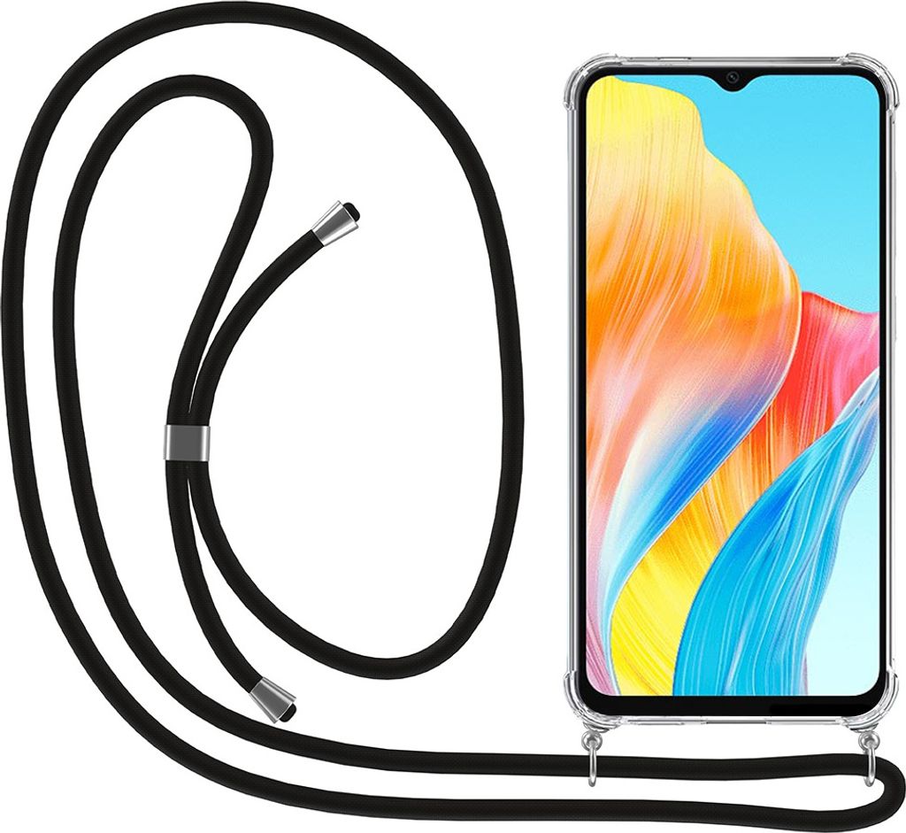 Smartphonica Telefon Fall geeignet für Oppo A18 / A38 mit Kabel und Bumper - Fall mit Telefonkabel - TPU Backcover Fall stoßfest mit Lanyard - Tr...