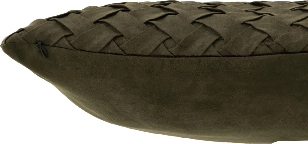 Coussin Vert Tissé en Polyester J-Line - Finition Texturée Haut de Gamme