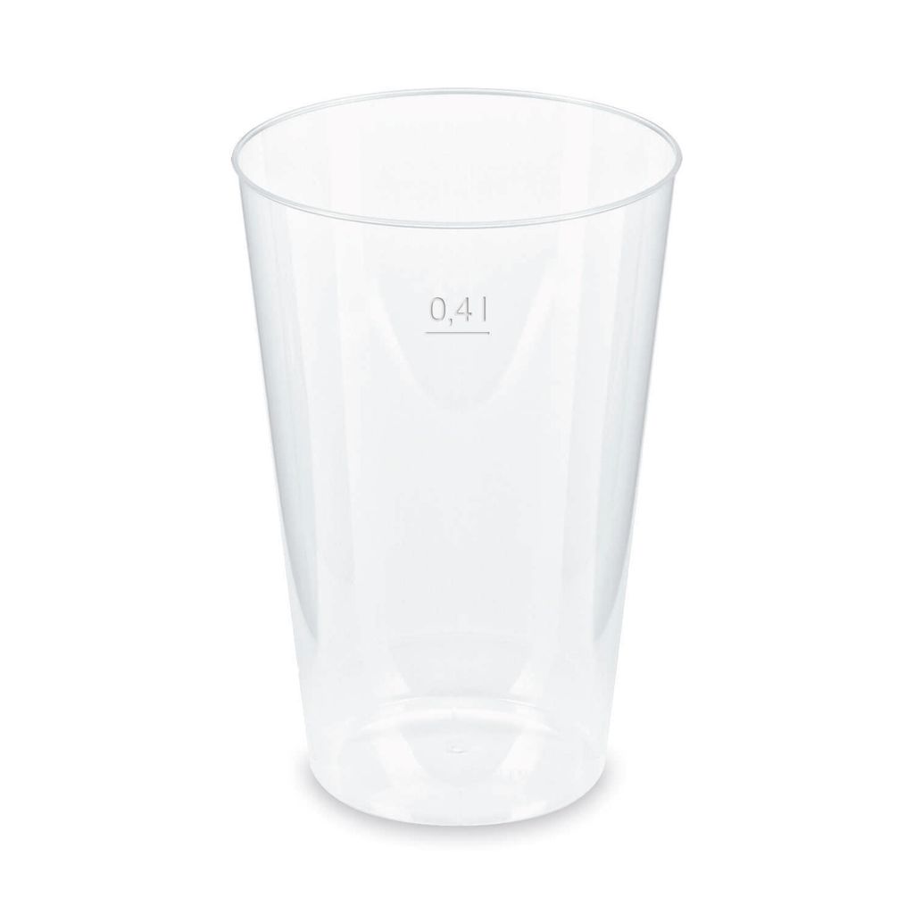 50x Mehrwegbecher Pfandbecher transparent PP Eichstrich 0,4 Produktbild 