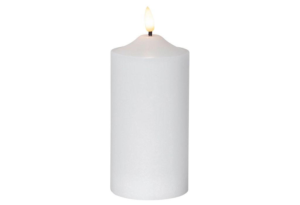 LED Stumpenkerze Flamme - Echtwachs - warmweiße 3D Flamme - Produktbild 