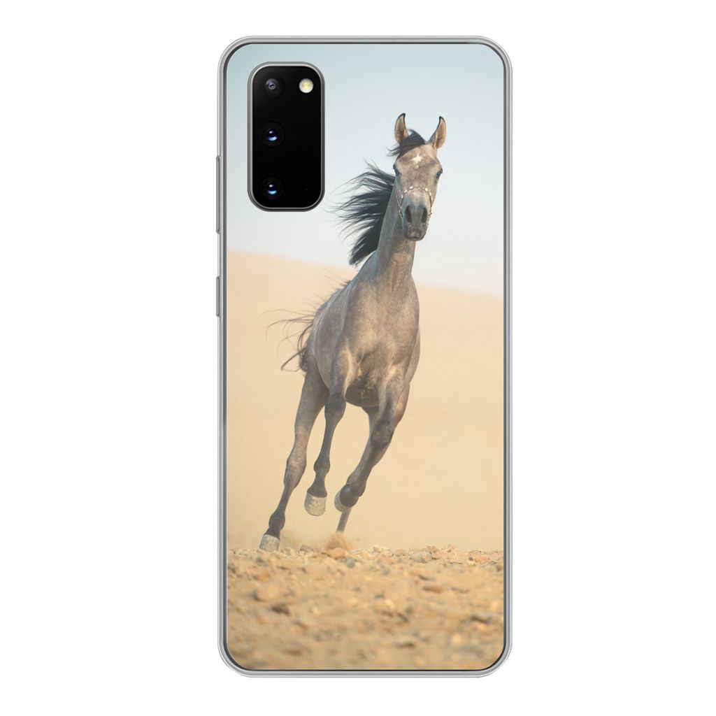 MuchoWow Handyhülle Schutzhülle Hülle für Samsung Galaxy S20 Pferd - Sand - Wüste Silikon Softcase Handy Hülle - Bild