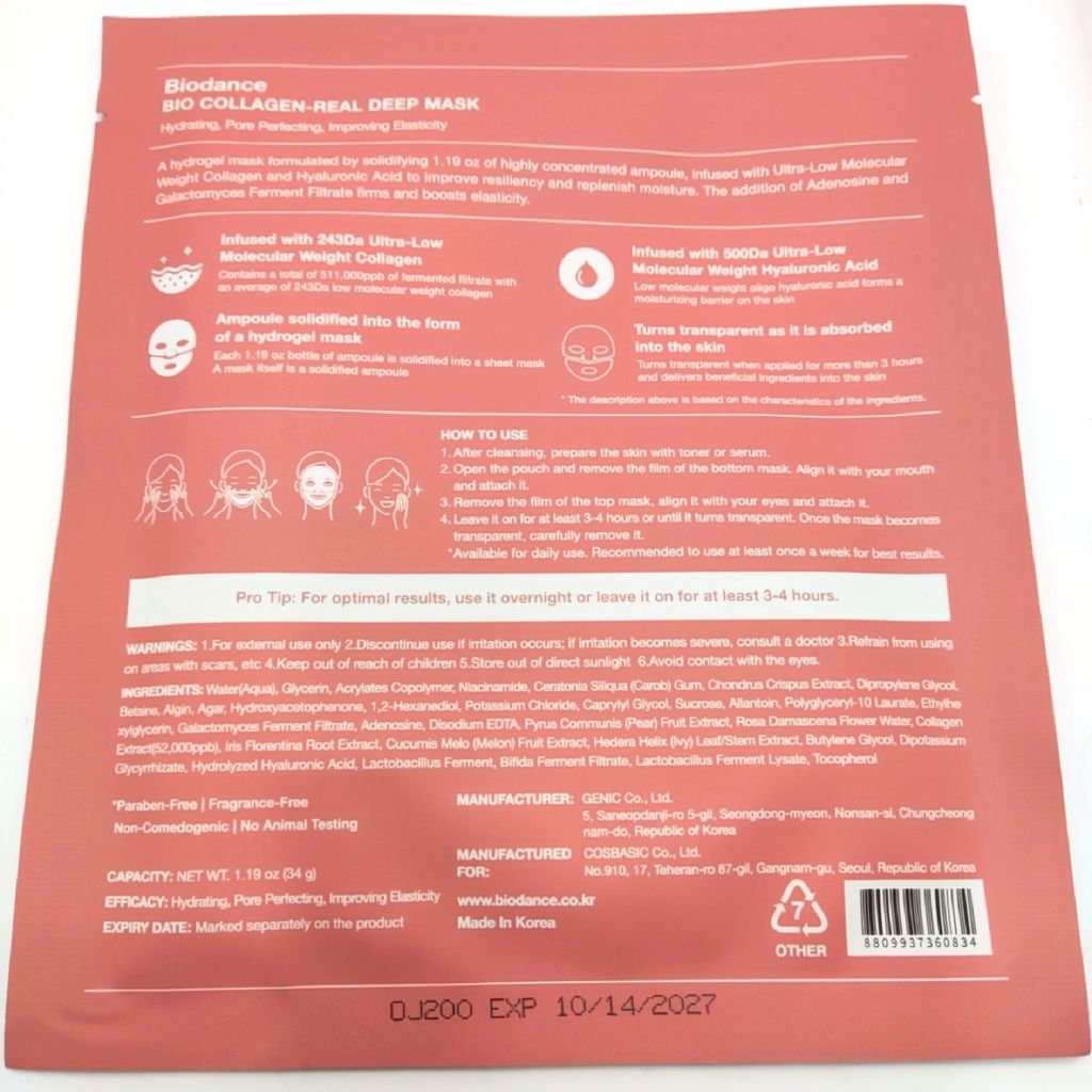 Biodance Bio Collagen Tiefe Maske 34g Gesicht Hautpflege Produktbild 18