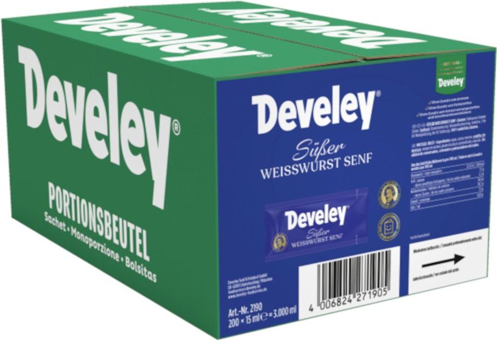 Develey słodka biała kiełbasa musztarda saszetka 200x15ml Zdjęcie produktu 