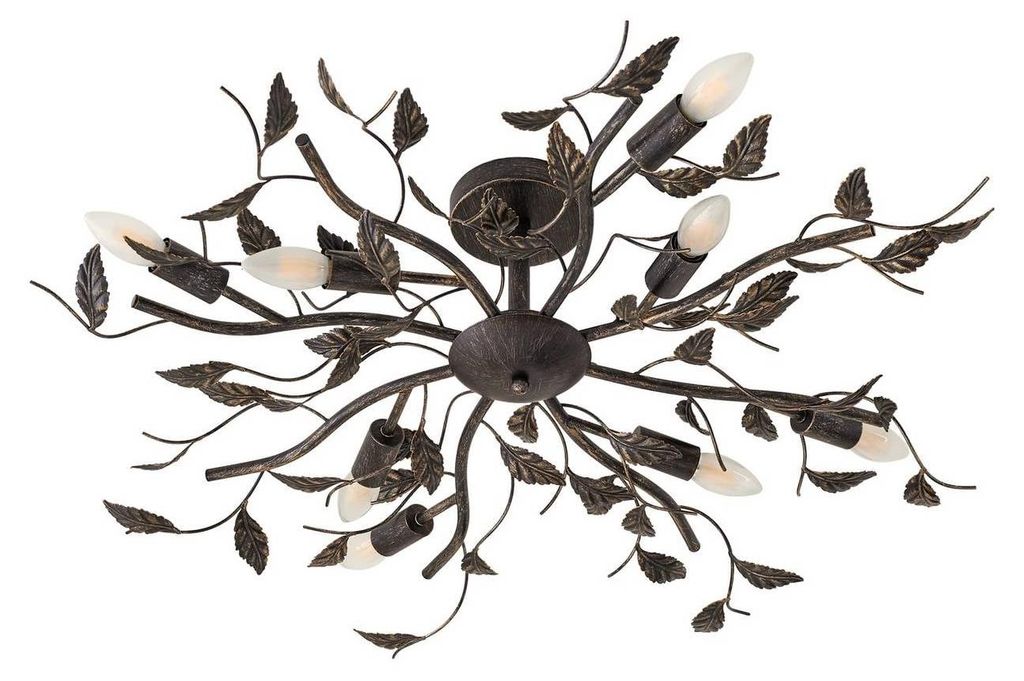 Lindby Deckenlampe Yos, 8-flg., 85 cm, schwarz-gold, E14