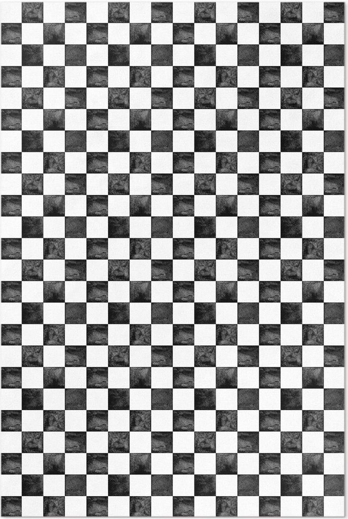 Monochromes Steinschachbrett – Vinyl Fußmatte – 140x210 cm – Rutschfest, Pflegeleicht & Langlebig