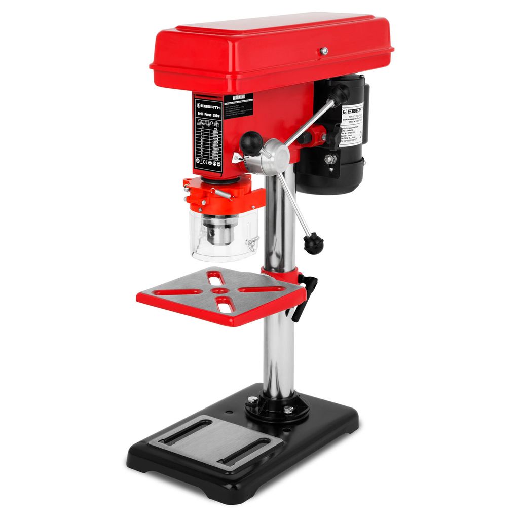 EBERTH Tischbohrmaschine 350 Watt, 50mm Spindelhub, 5 Geschwindigkeiten max. 2650U/Min, Standbohrmaschine mit Bohrfutter Ø1,5-13mm