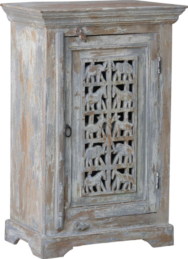 Vintage Beistellschrank, Kommode, Nachttischschrank, Flurschrank - Modell S13, Weiß, Holz, 77*51*30 cm, Kleine Schränke