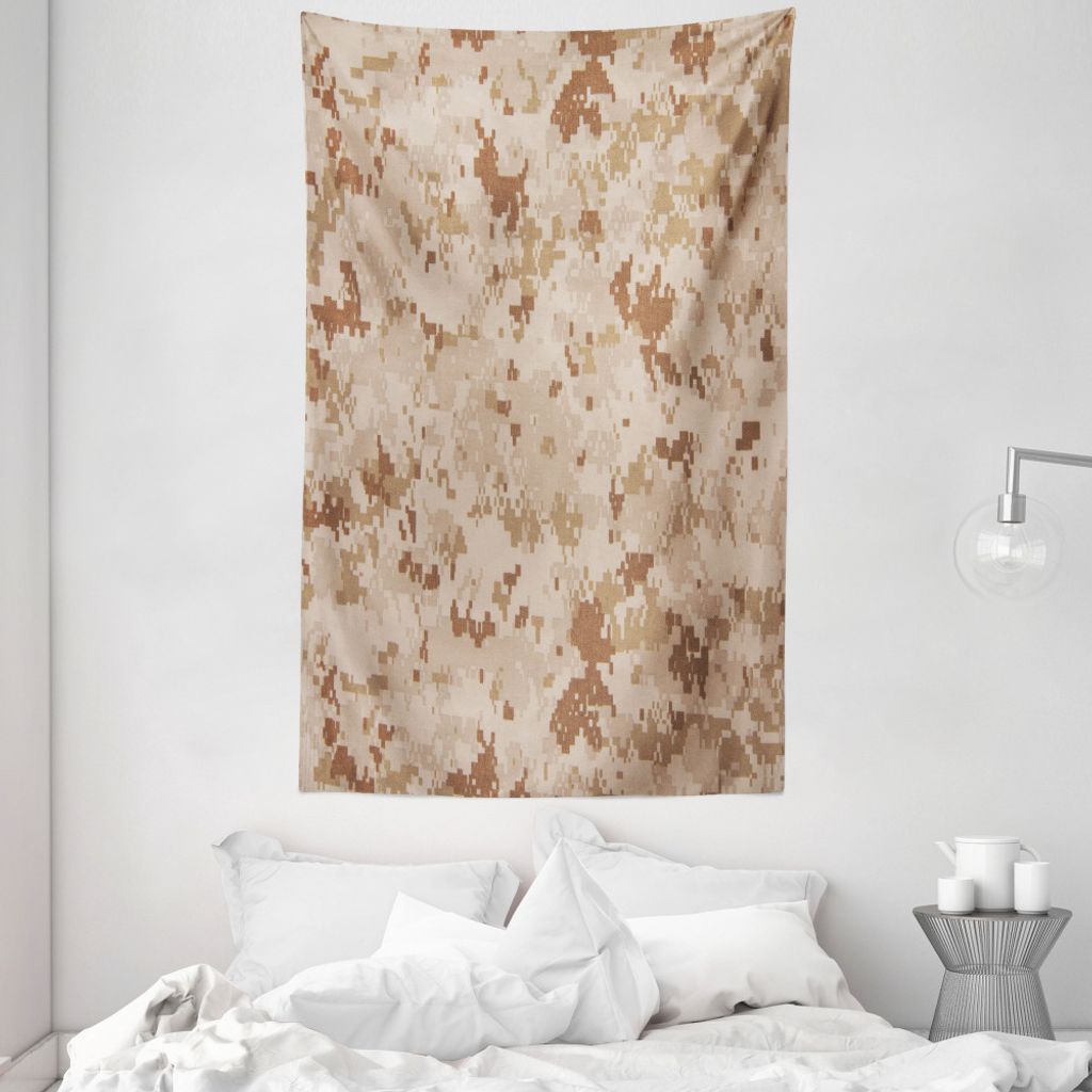 ABAKUHAUS Braun Wandteppich und Tagesdecke, Wüste Marpat Camo Motiv aus Weiches Mikrofaser Stoff Waschbar ohne Verblassen Digitaldruck, 140 x 230 ...