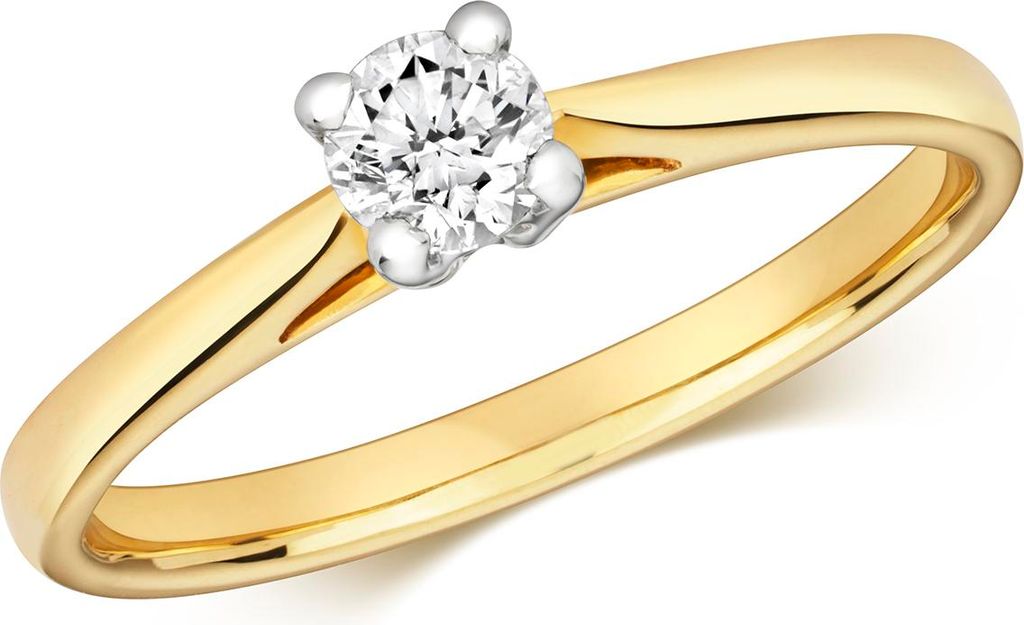 Funkelndes Feuer 9 Karat (375) Gold Damen - Diamant Solitärring Brillant-Schliff 0.35 Karat H - I1, 53 (16.9); TRS320479KYRSM