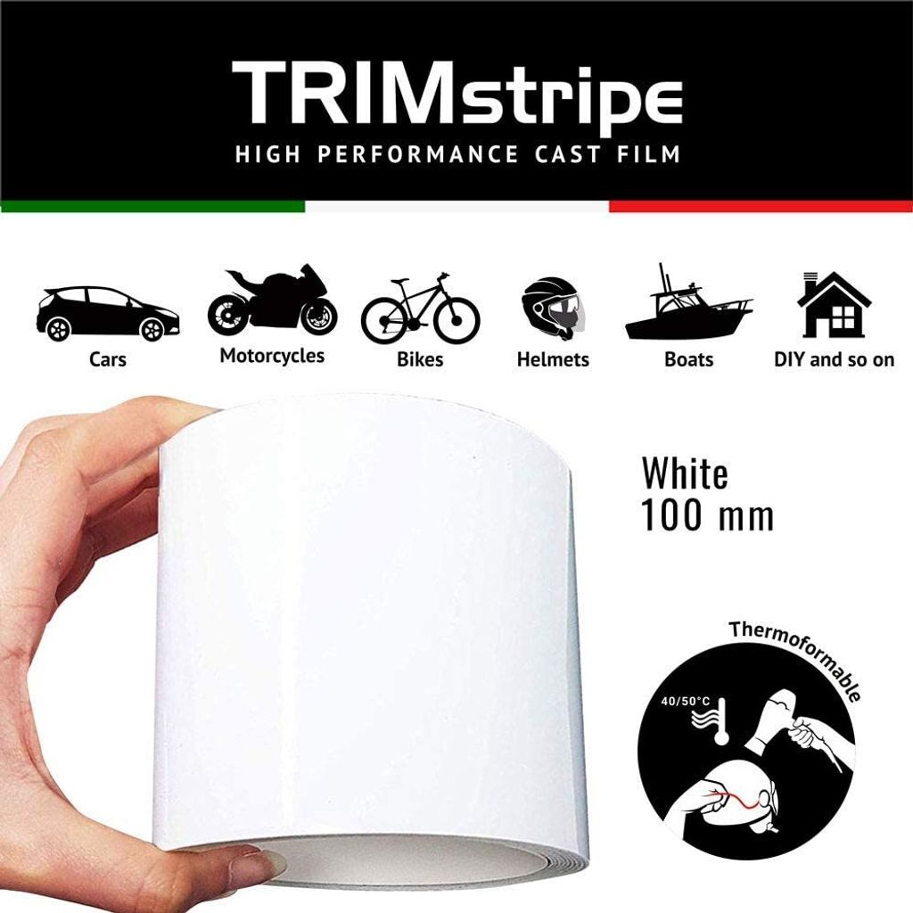 Zierstreifen Klebestreifen für Autos, Weiß, 10 cm x 10 m