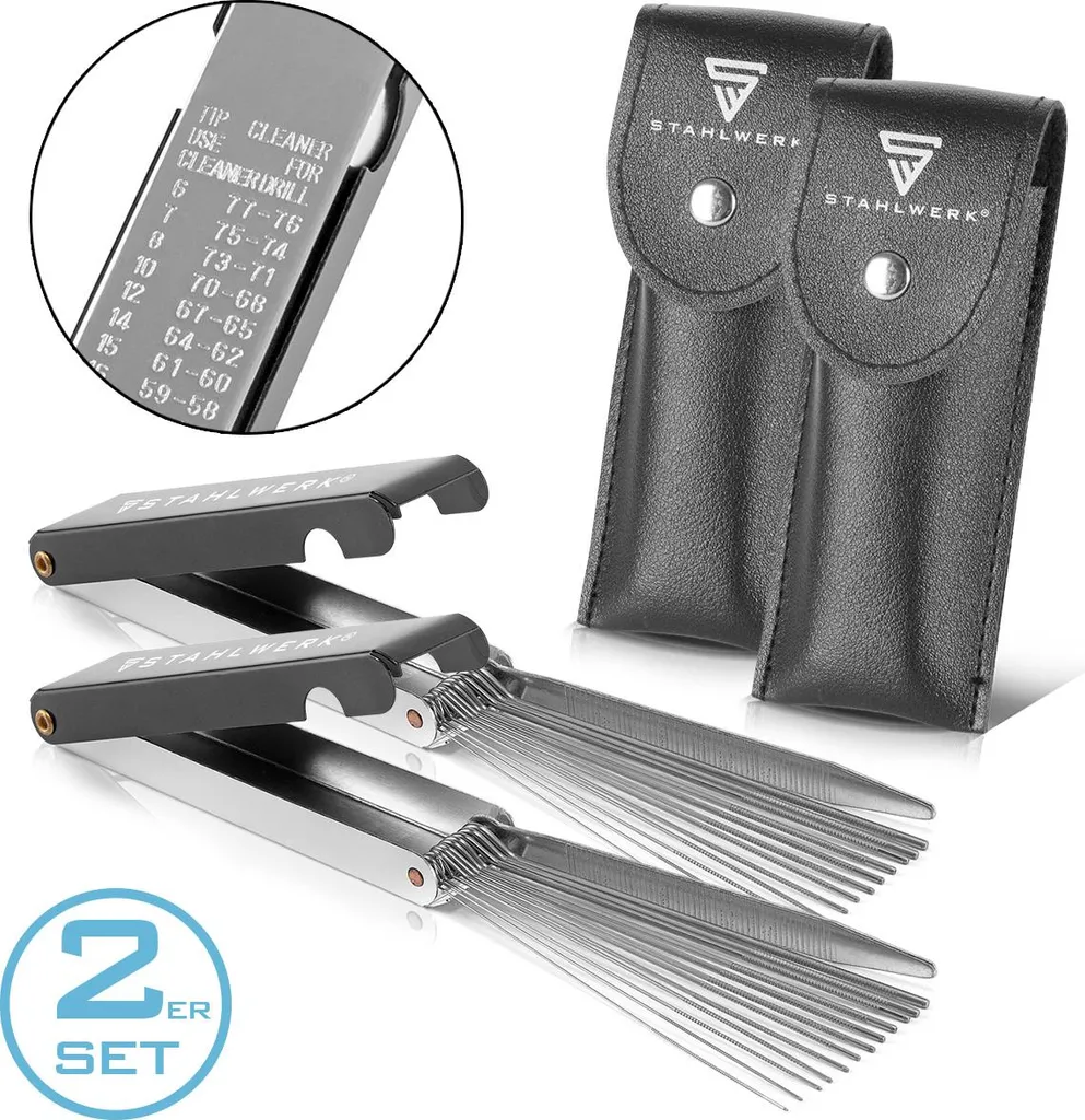 STAHLWERK pulisci ugelli per saldatura lime in acciaio inox 13 in 1 pratico astuccio set di 2